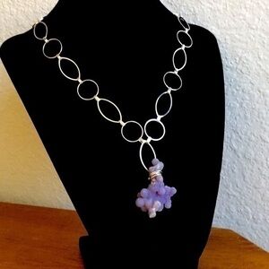 Handmade Grape Agate Pendant Statement Necklace Gift Idea Unique OOAK Gift